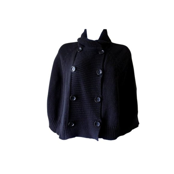 🇺🇸 MICHAEL KORS black knit cape size M - Picture 1 of 7